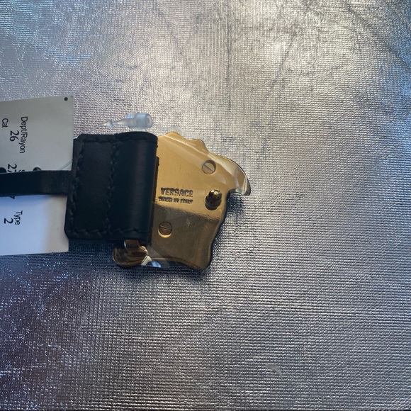 Versace Medusa-head “La Medusa” black leather belt w/enamel buckle NWOT - Picture 10 of 11